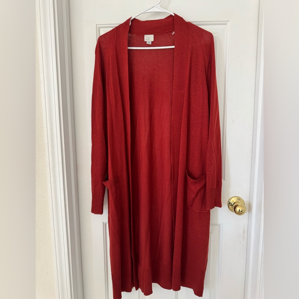 a new day Long Open-Front Cardigan Sweater - Red